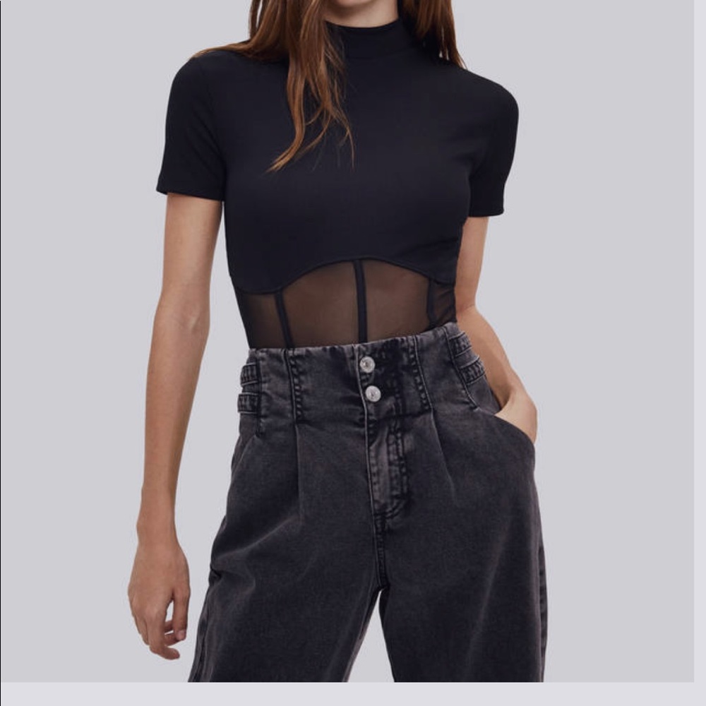Corset bodysuit with sheer detail